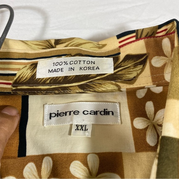 Pierre Cardin Tropical Shirt Button Down Palm trees XXL Short Sleeve Party Shirt - Picture 2 of 10